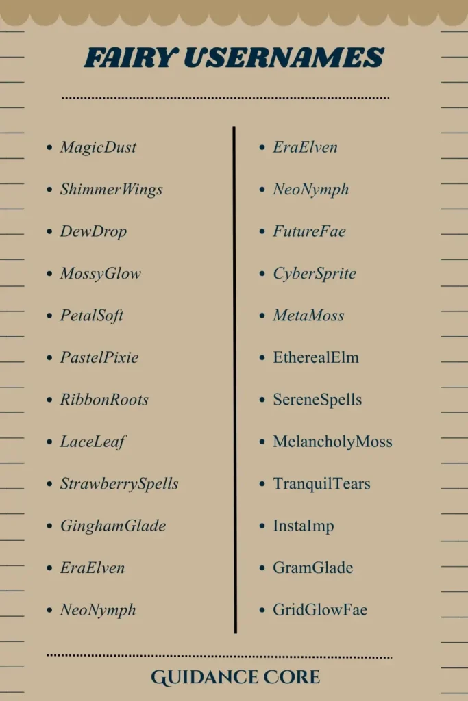 Fairy Usernames