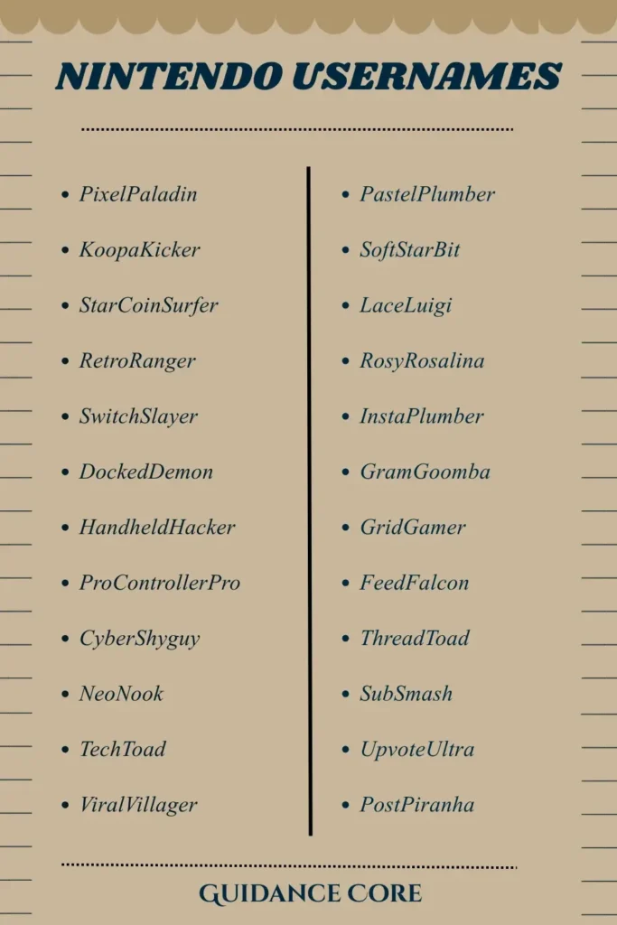 Nintendo Usernames